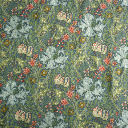 William Morris Golden Lilly in green  - Floral printed linen fabric - LL371P