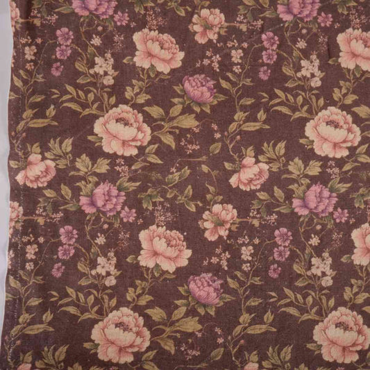 Provence Peonies - Printed floral  linen fabric - LL372P