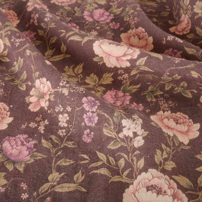 Provence Peonies - Printed floral  linen fabric - LL372P