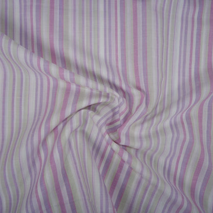 Premium Linen striped Fabric in blue green white | Medium weight multicolor stripes Valencia Stripe for clothing home textile