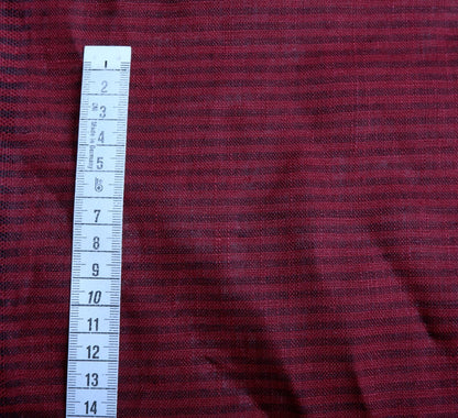 Bordo and black stripes - linen fabric - T129