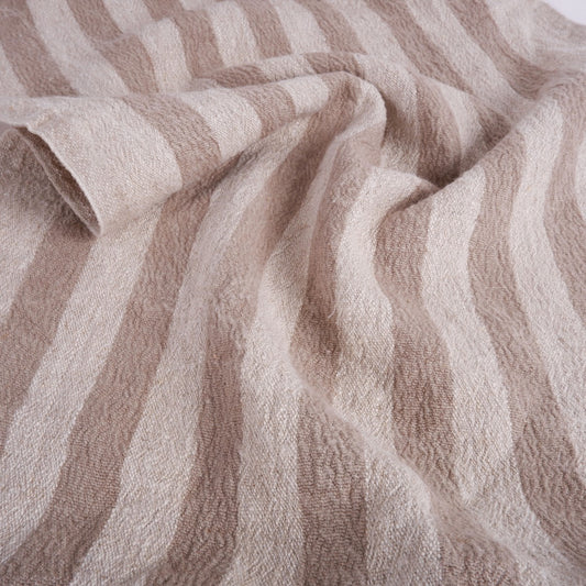 Brown stripes - sack weave - linen fabric - French stripes - 054A