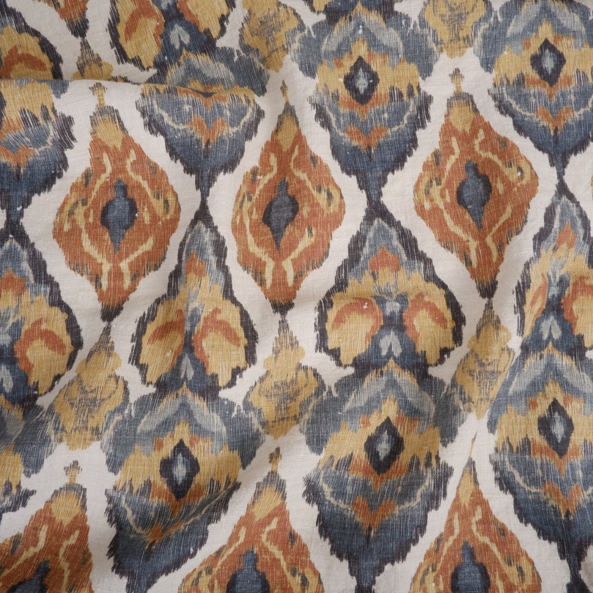Colorful rhombs in brown  - printed linen fabric - 2055P