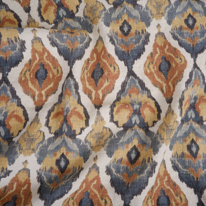 Colorful rhombs in brown  - printed linen fabric - 2055P