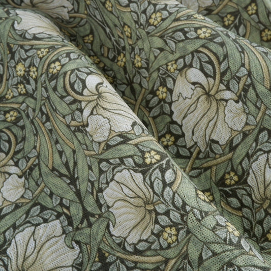 William Morris - Pimpernel green small - printed linen fabric - WM201A