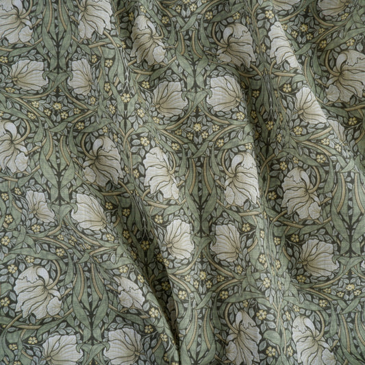 William Morris - Pimpernel green small - printed linen fabric - WM201A