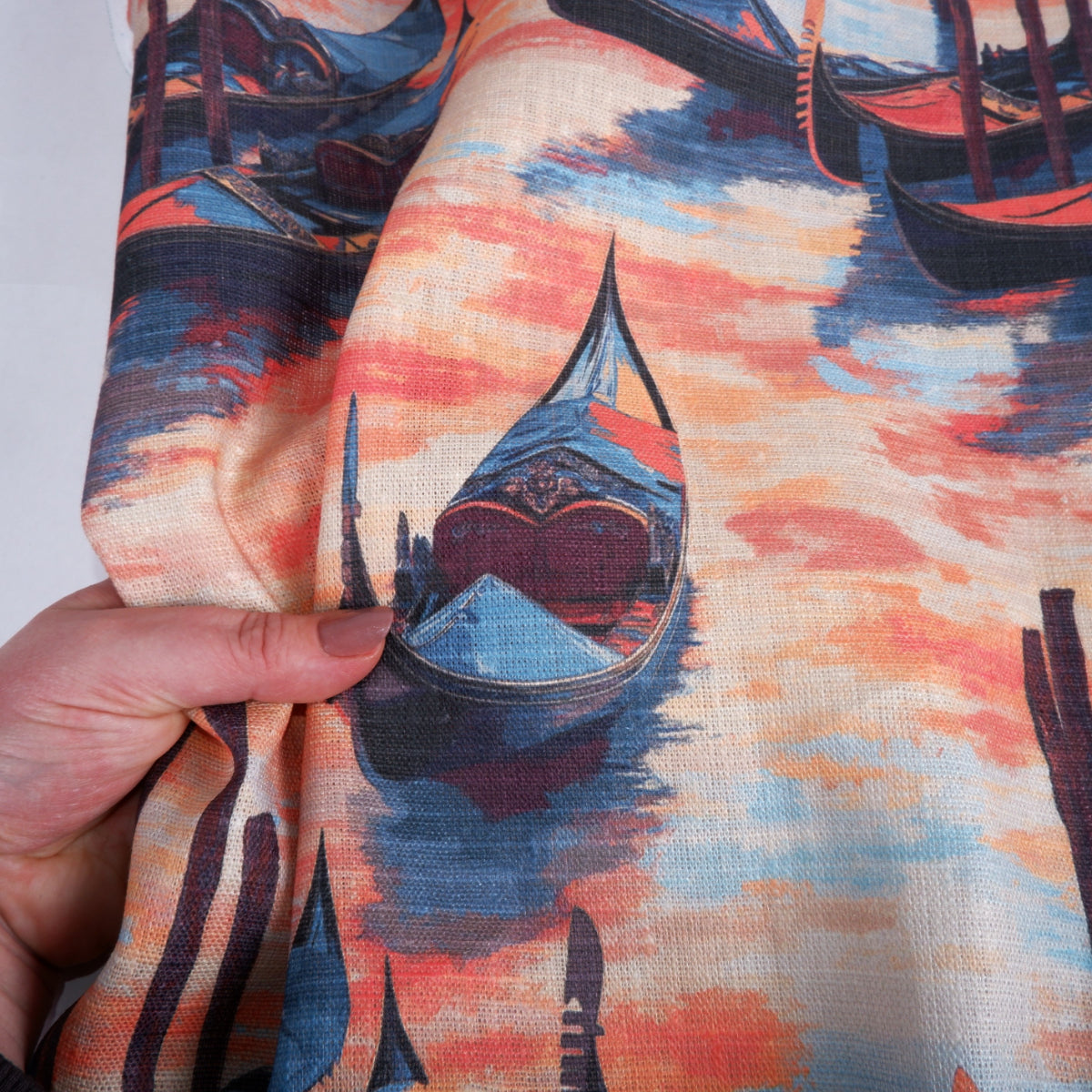 Venice gondola - Printed linen fabric - LL2056P