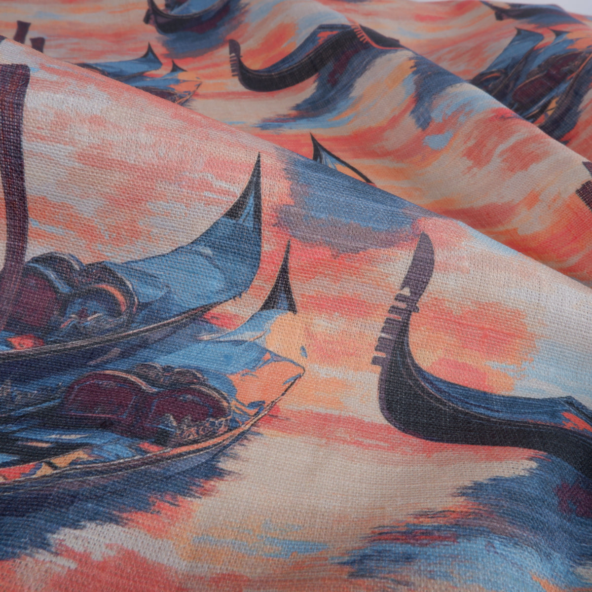 Venice gondola - Printed linen fabric - LL2056P
