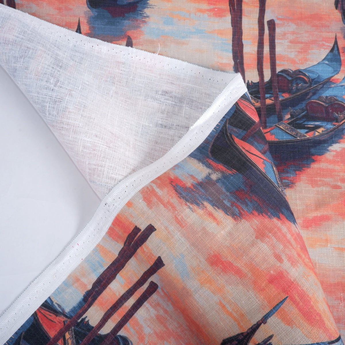 Venice gondola - Printed linen fabric - LL2056P