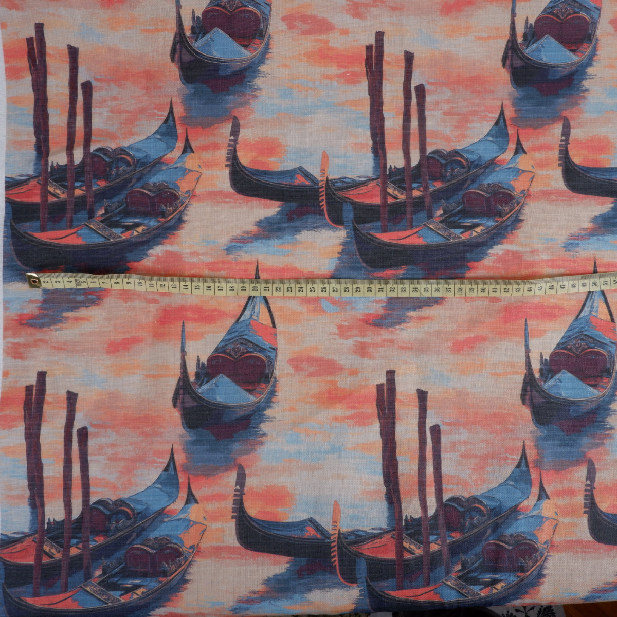Venice gondola - Printed linen fabric - LL2056P