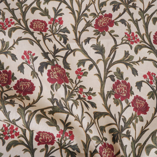 Flowers- Printed linen fabric