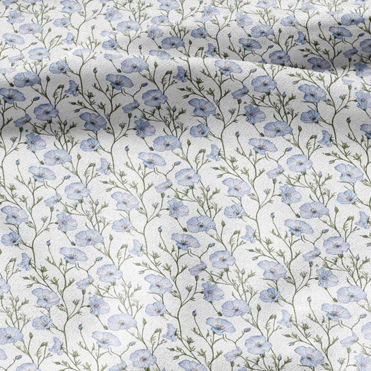 100% LINEN Fabric Linum flower print - Lithuanian floral linen heavy for upholstery home decor - medium for dress making 2790