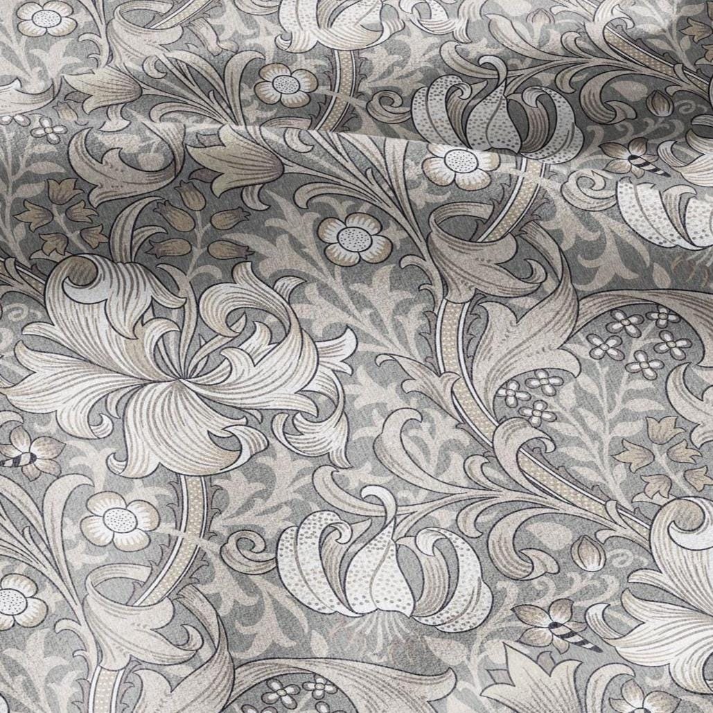 100% LINEN Fabric William Morris Golden Lily Beige print- British linen floral upholstery home textile Victorian fabrics 3214