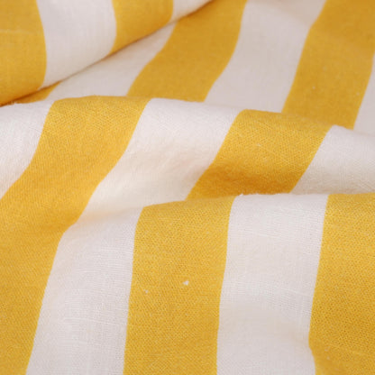 100% LINEN Fabric Maxi striped yellow white Avignon - french linen floral upholstery home textile Victorian fabrics 3351