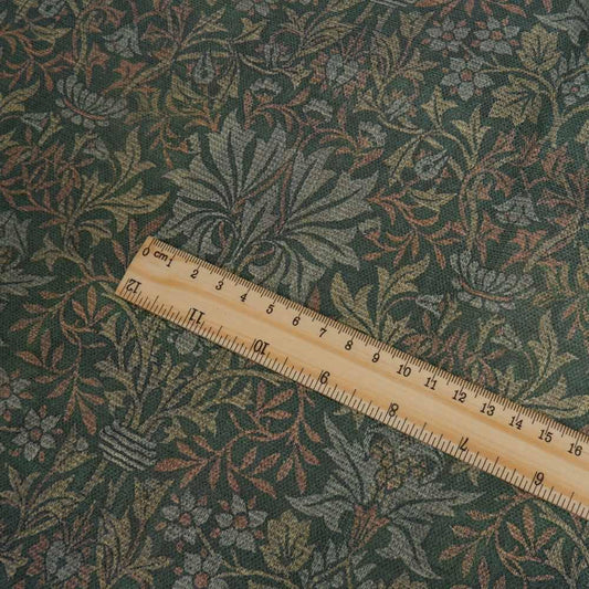 William Morris Green tapestry print Flower garden 100% LINEN fabric - Victorian Art and crafts Linen fabric botanical Historical 2110