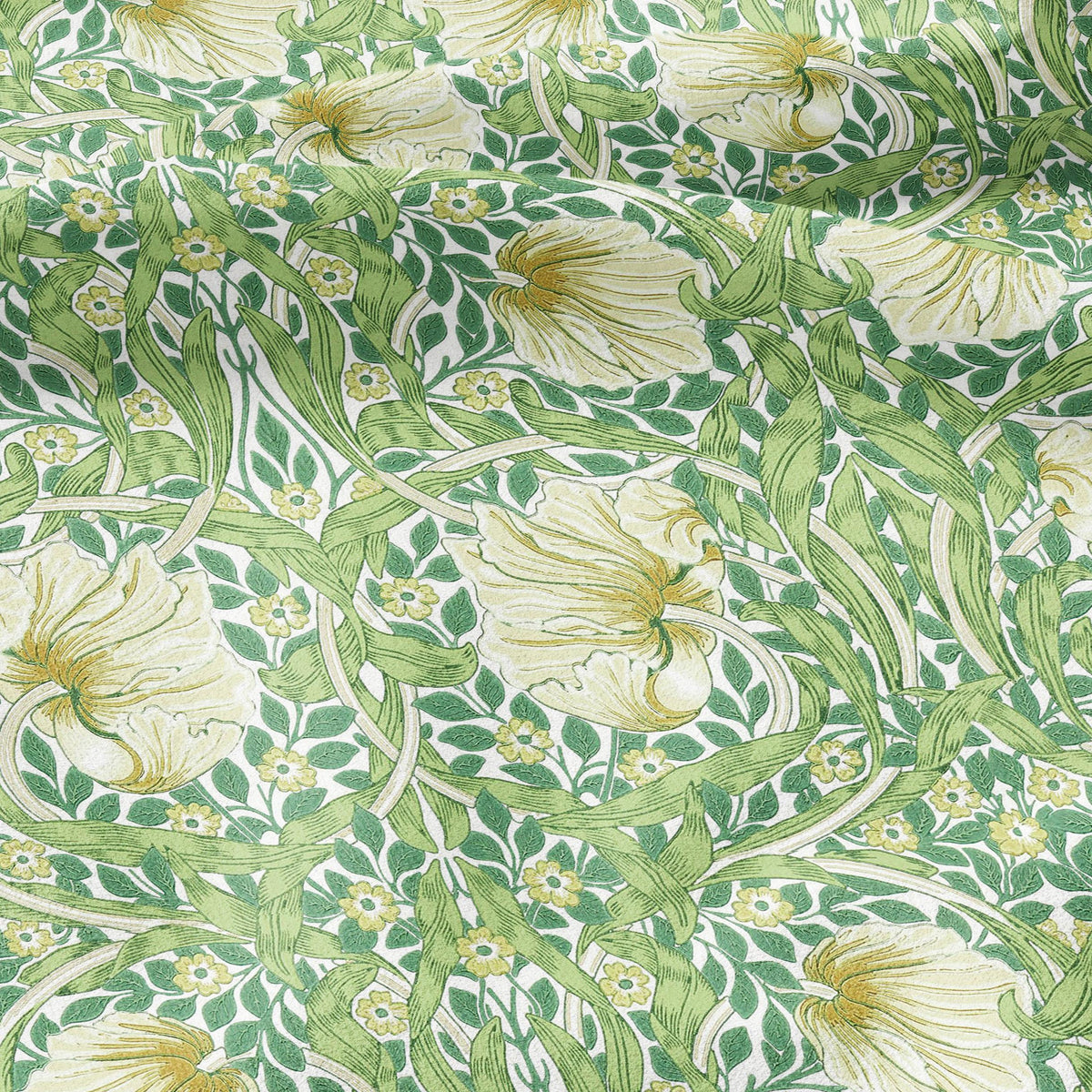 100% LINEN fabric - William Morris Pimpernel leave green - British Victorian Art Craft flax - sewing upholstery home decor or clothing 3812