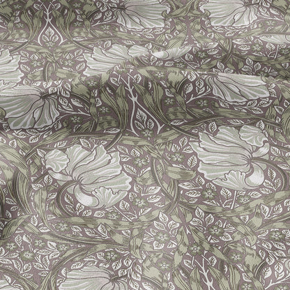 100% LINEN fabric - William Morris Pimpernel green pink - British Victorian flax - sewing upholstery home decor or clothing 3855