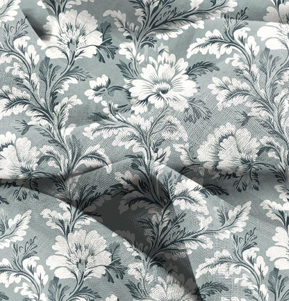 100% LINEN Fabric Floral sage green print, linen fabric with botanical print, heavy linen fabric for upholstery home decor curtains cushions