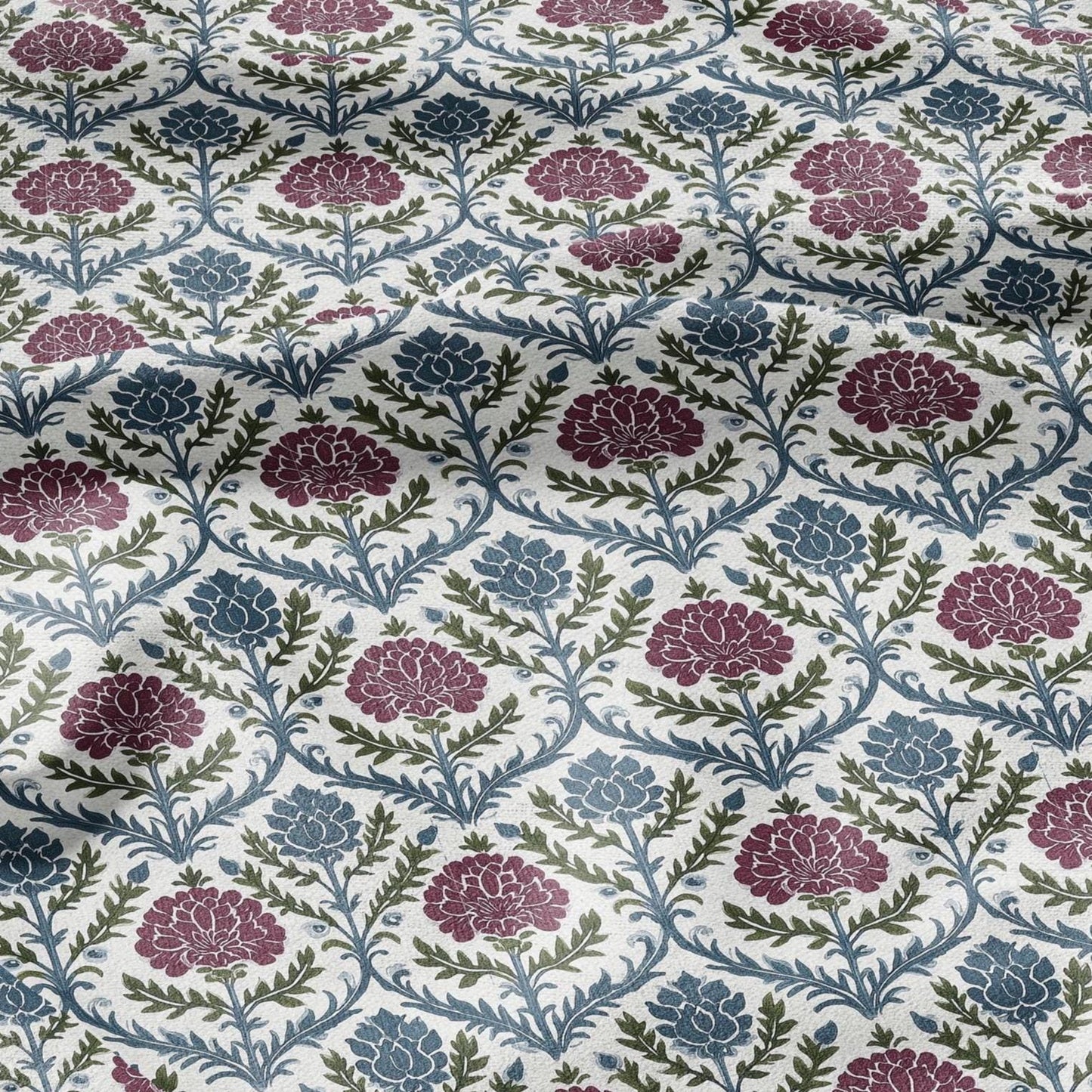 100% LINEN Fabric floral print - Grandmillennial - Modern vintage flower upholstery curtains dress making 2936