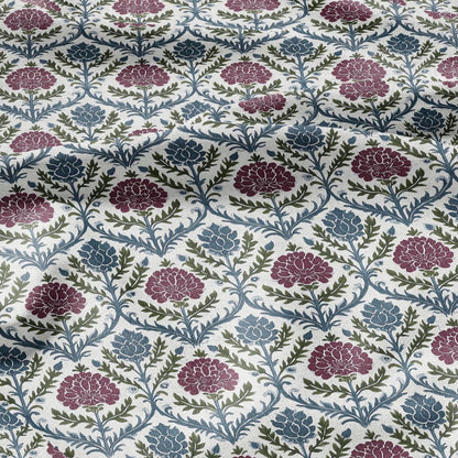 100% LINEN Fabric floral print - Grandmillennial - Modern vintage flower upholstery curtains dress making 2936