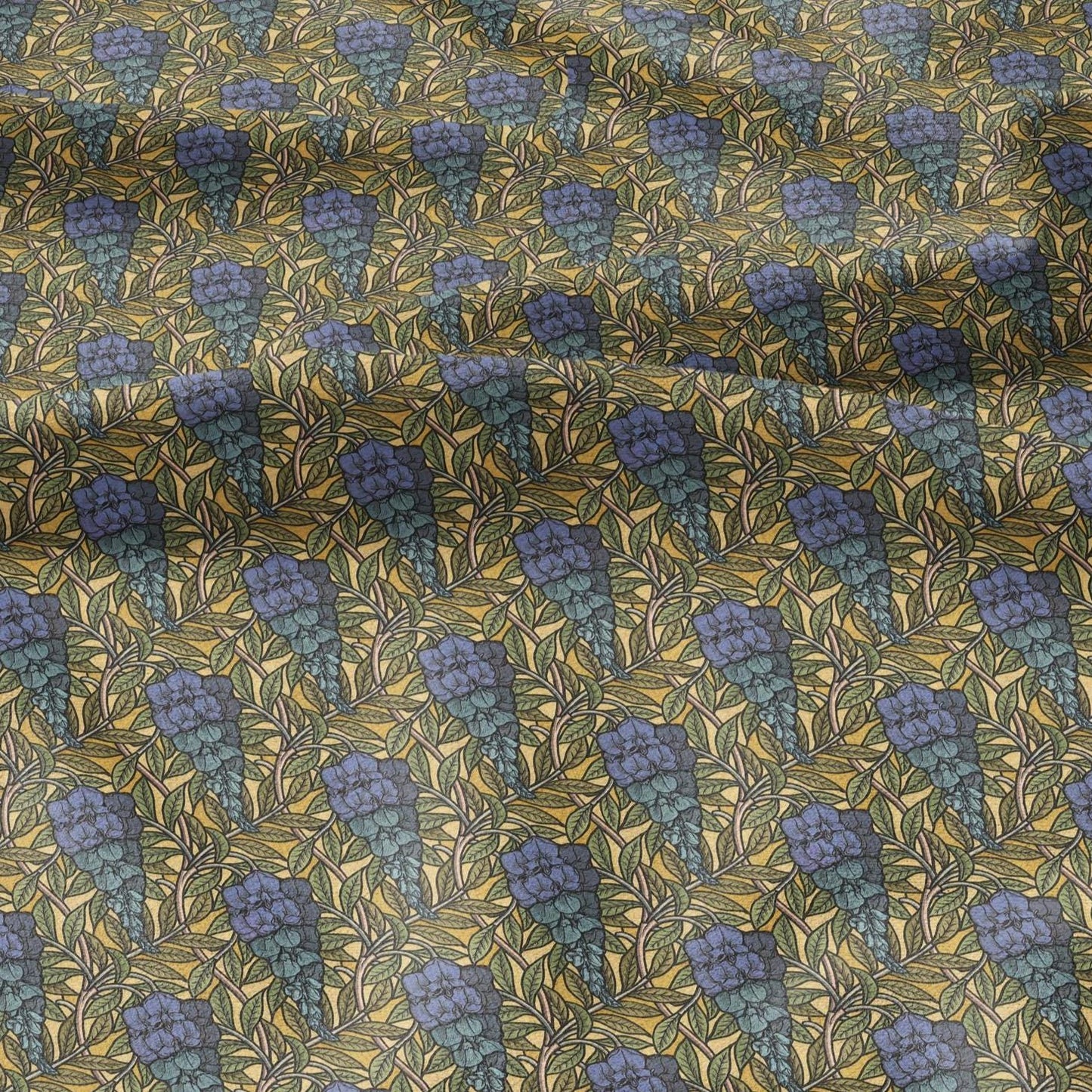 100% linen Art Nouveau Print fabric for Curtain Upholstery Cushion - Floral fabric Glycinel - for dress making sewing 2458