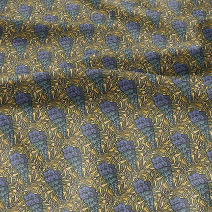 100% linen Art Nouveau Print fabric for Curtain Upholstery Cushion - Floral fabric Glycinel - for dress making sewing 2458