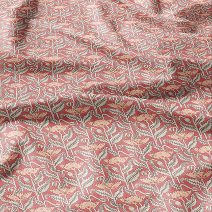 100% linen Art Nouveau Print fabric for Curtain Upholstery Cushion - Floral fabric red POPPY - fabric material for dress making sewing