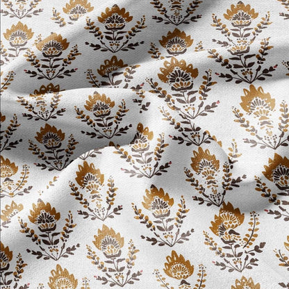 100% LINEN Fabric Mustard hand block print linen -  floral fabric for upholstery home decor dress making 2373