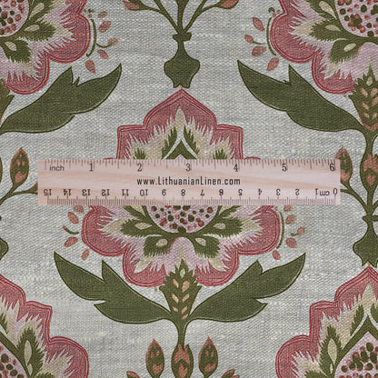 100% LINEN Fabric Paisley print - colorful indian block print on linen print upholstery curtains dress making