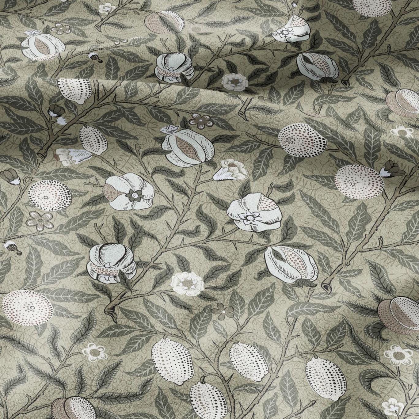 William Morris Fruits 100% LINEN Fabric - British linen floral upholstery - lemon Pomegranate home textile Victorian fabrics khaki 3191