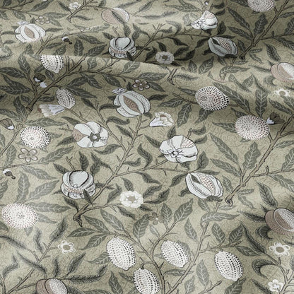 William Morris Fruits 100% LINEN Fabric - British linen floral upholstery - lemon Pomegranate home textile Victorian fabrics khaki 3191