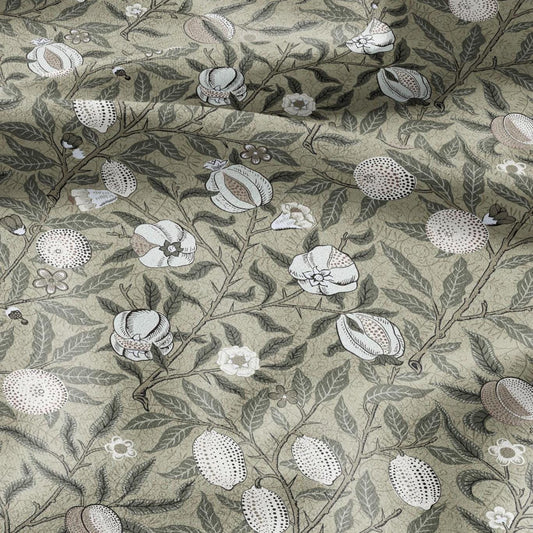 William Morris Fruits 100% LINEN Fabric - British linen floral upholstery - lemon Pomegranate home textile Victorian fabrics khaki 3191