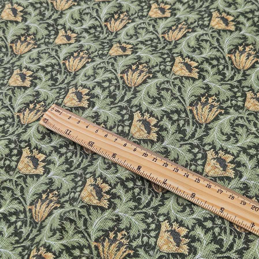100% Linen fabric William Morris Anemone green yellow - 2544