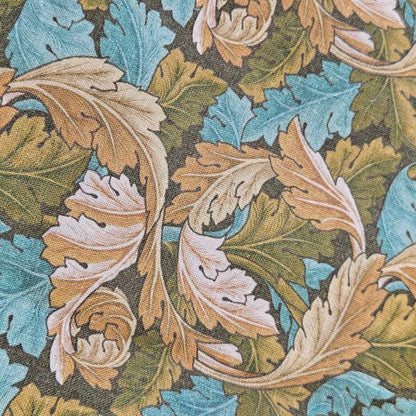 100% Linen fabric William Morris print Acanthus - brown green leaves 2554