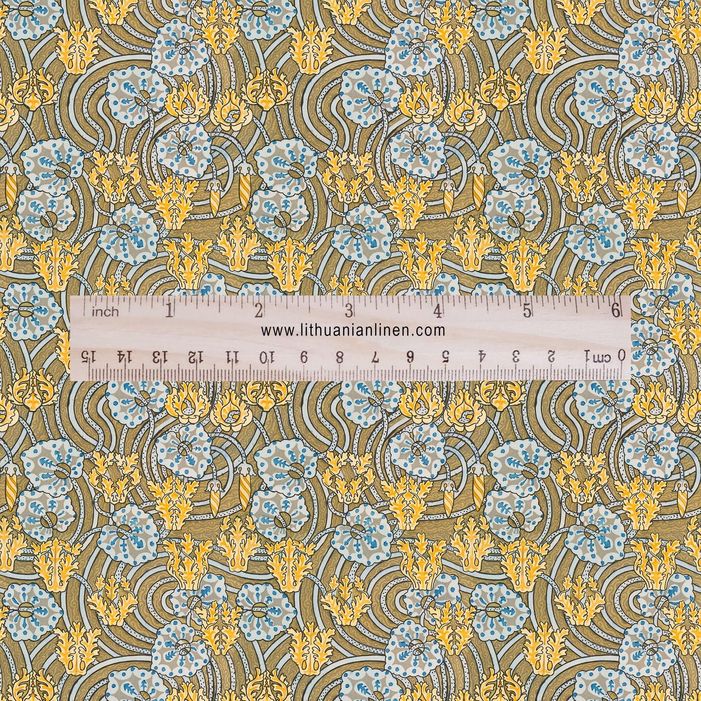 100% linen Art Nouveau Print fabric for Curtain Upholstery Cushion - Floral fabric Cyclamen - fabric material for dress making sewing