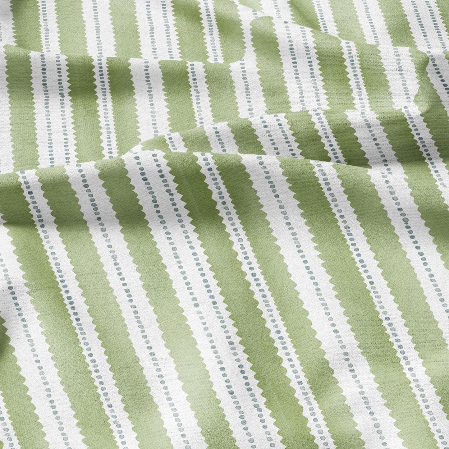 100% LINEN Fabric Scalloped stripe print - green block print linen heavy for upholstery home decor - medium for dress making 2884G