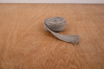Handwoven Linen FLAT Braided trim for belts, flax cord ribbon in natural undyed linen
