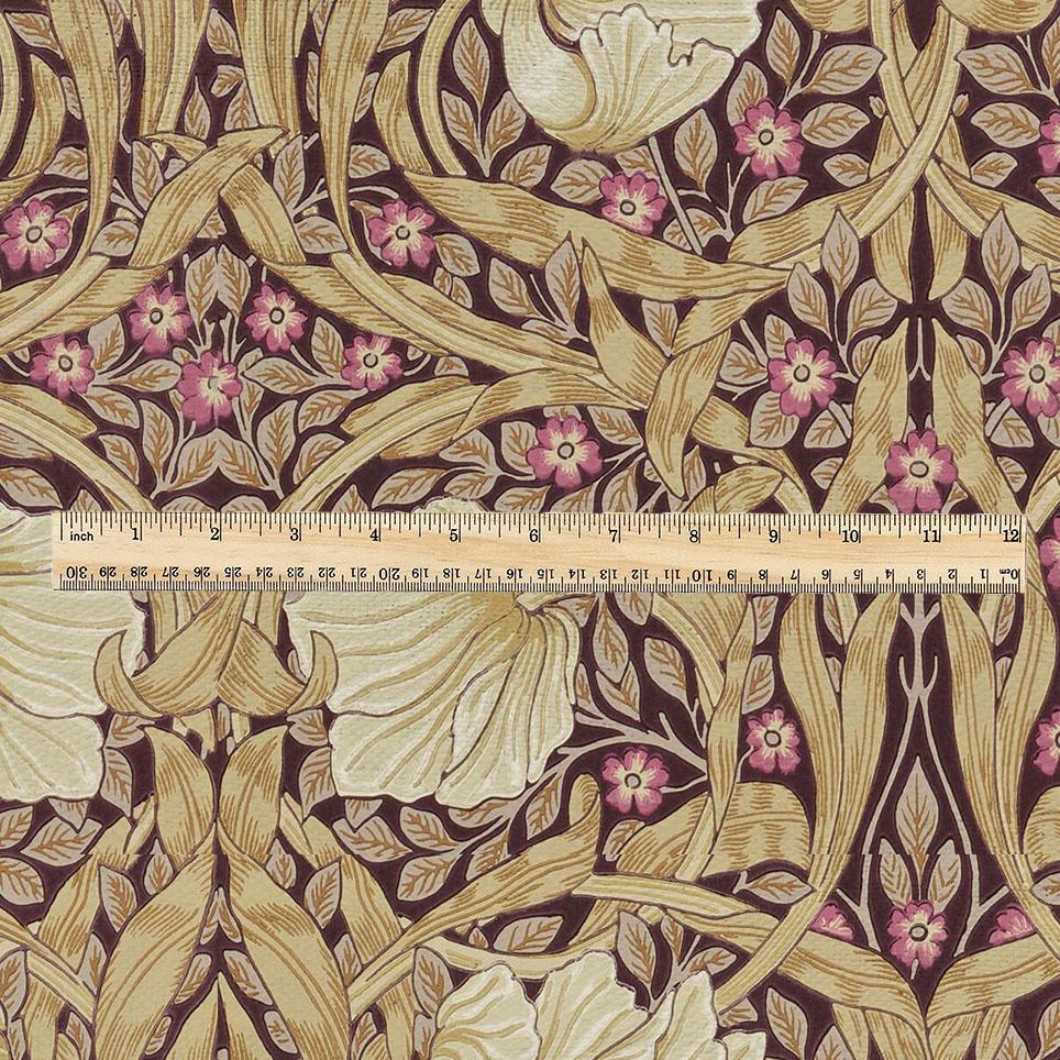 100% LINEN fabric - William Morris Pimpernel beige purple - British Victorian Art Craft flax - sewing home decor or clothing 383