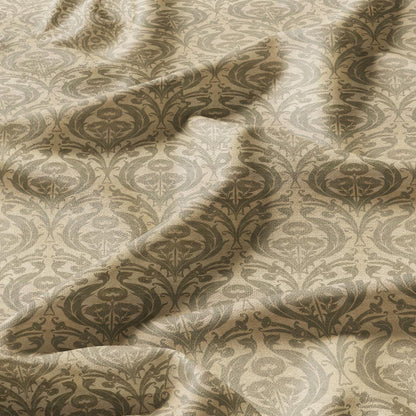 100% linen fabric William Morris Beige print - beige Victorian Art crafts linen Fabric - Historical pattern upholstery dress making