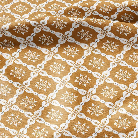 100% LINEN Fabric yellow - geometric block print- for upholstery home decor - medium for dress making 2922