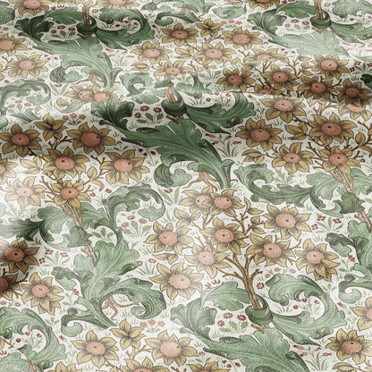 William Morris Orchard 100% LINEN Art and Crafts Fabric - Beige green Victorian flax fabric - British historical pattern 3002