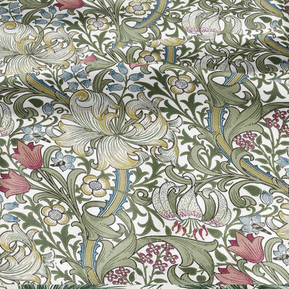 100% LINEN fabric - William Morris Golden lily green - British Victorian flax - sewing upholstery home decor or clothing 3809