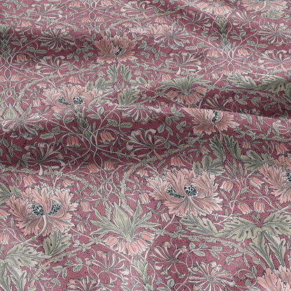100% linen fabric William Morris Honeysuckle pink print - Victorian Art crafts - Historical pattern fabric upholstery dress making 3300