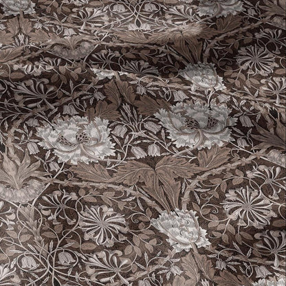 100% linen fabric William Morris Honeysuckle brown print - Victorian Art crafts - Historical pattern fabric upholstery dress making 3310