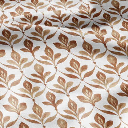 100% LINEN Fabric Beige floral print - retro sepia brown flower - for upholstery home decor - medium for dress making 2909