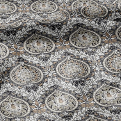 William Morris Eden grey print on 100% LINEN - Victorian Art crafts linen Fabric - botanical Historical upholstery home textile