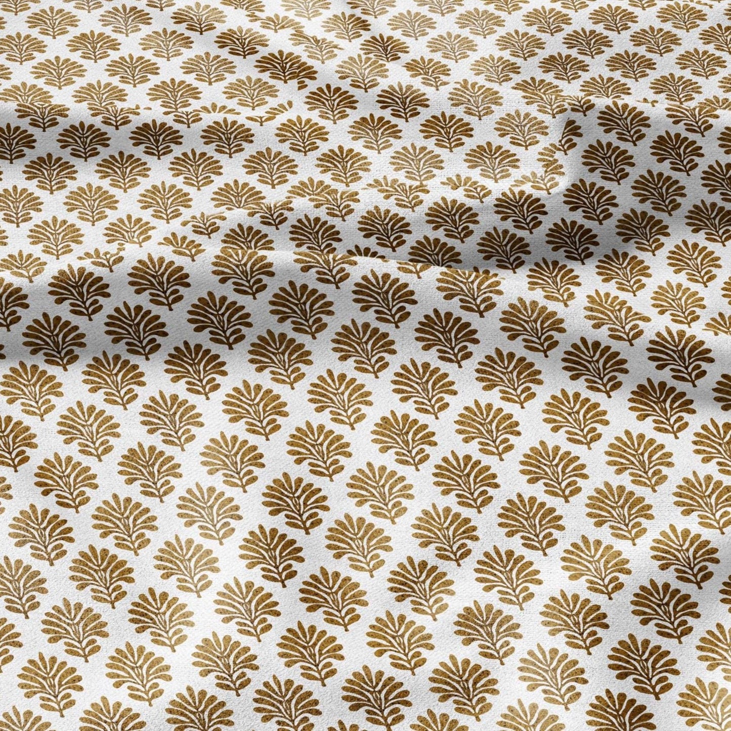 100% LINEN Fabric Neem block print - mustard yellow Indian floral linen heavy for upholstery home decor - medium for dress making 2834