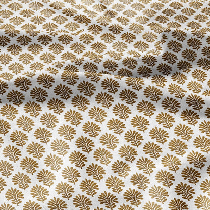 100% LINEN Fabric Neem block print - mustard yellow Indian floral linen heavy for upholstery home decor - medium for dress making 2834