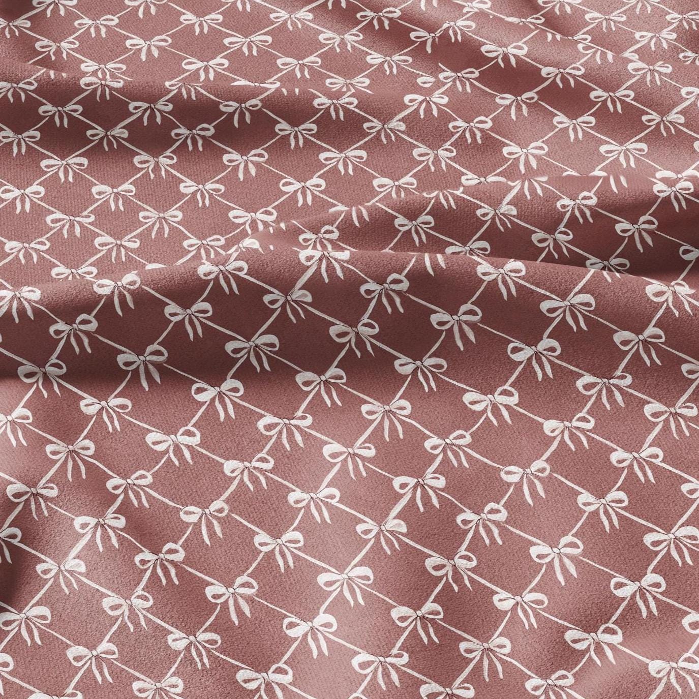 100% LINEN Fabric Ribbon bow trellis linen -pink white fabric for upholstery home decor dress making 3009