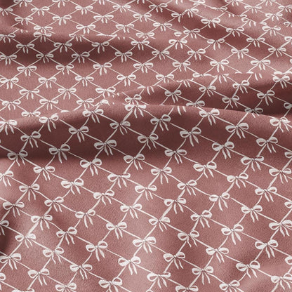 100% LINEN Fabric Ribbon bow trellis linen -pink white fabric for upholstery home decor dress making 3009
